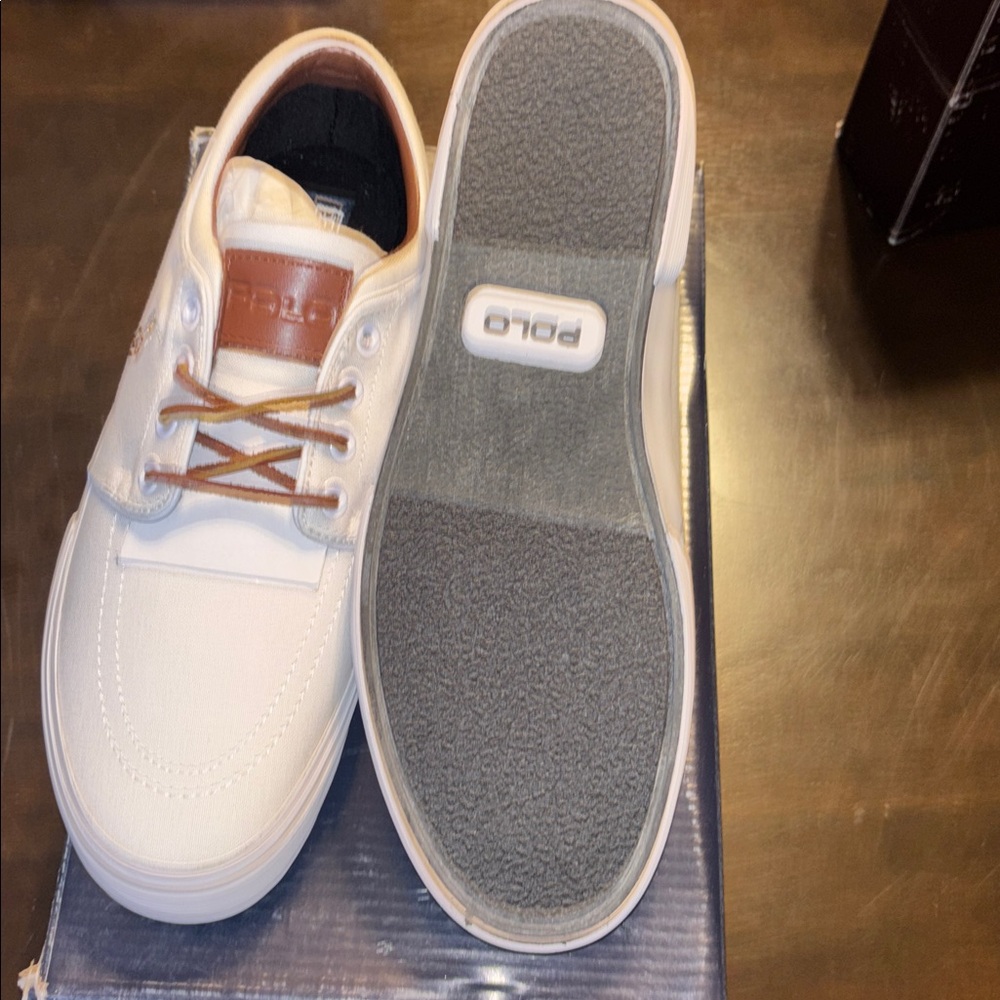 Polo by Ralph Lauren Men's Cream and Brown Sneakers size 8 - Picture 5 of 6